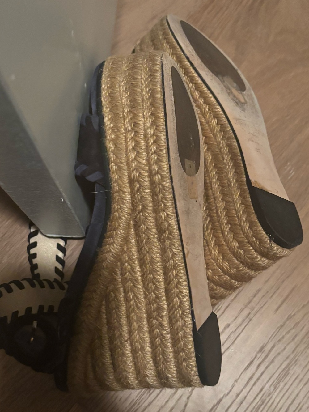 Jimmy Choo Navy and Tan Espadrille Wedges - Picture 7 of 7
